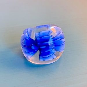 Blue Blossom Artisan Glass Ring 💎